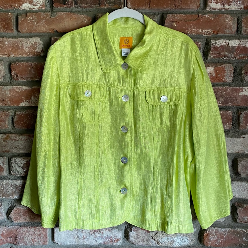 Ruby Rd. Lightweight Jacket Blazer Shacket Green - image 1